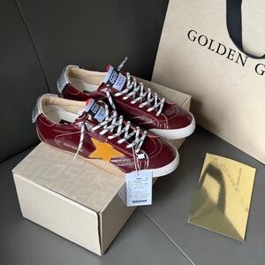 Golden Goose Men's Red Sneakers with Gold Star